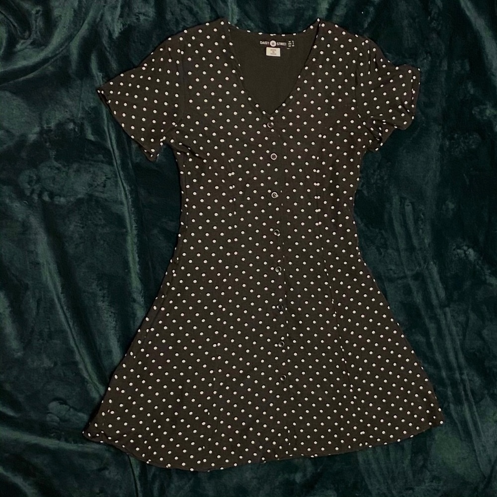 Polka dot button up dress